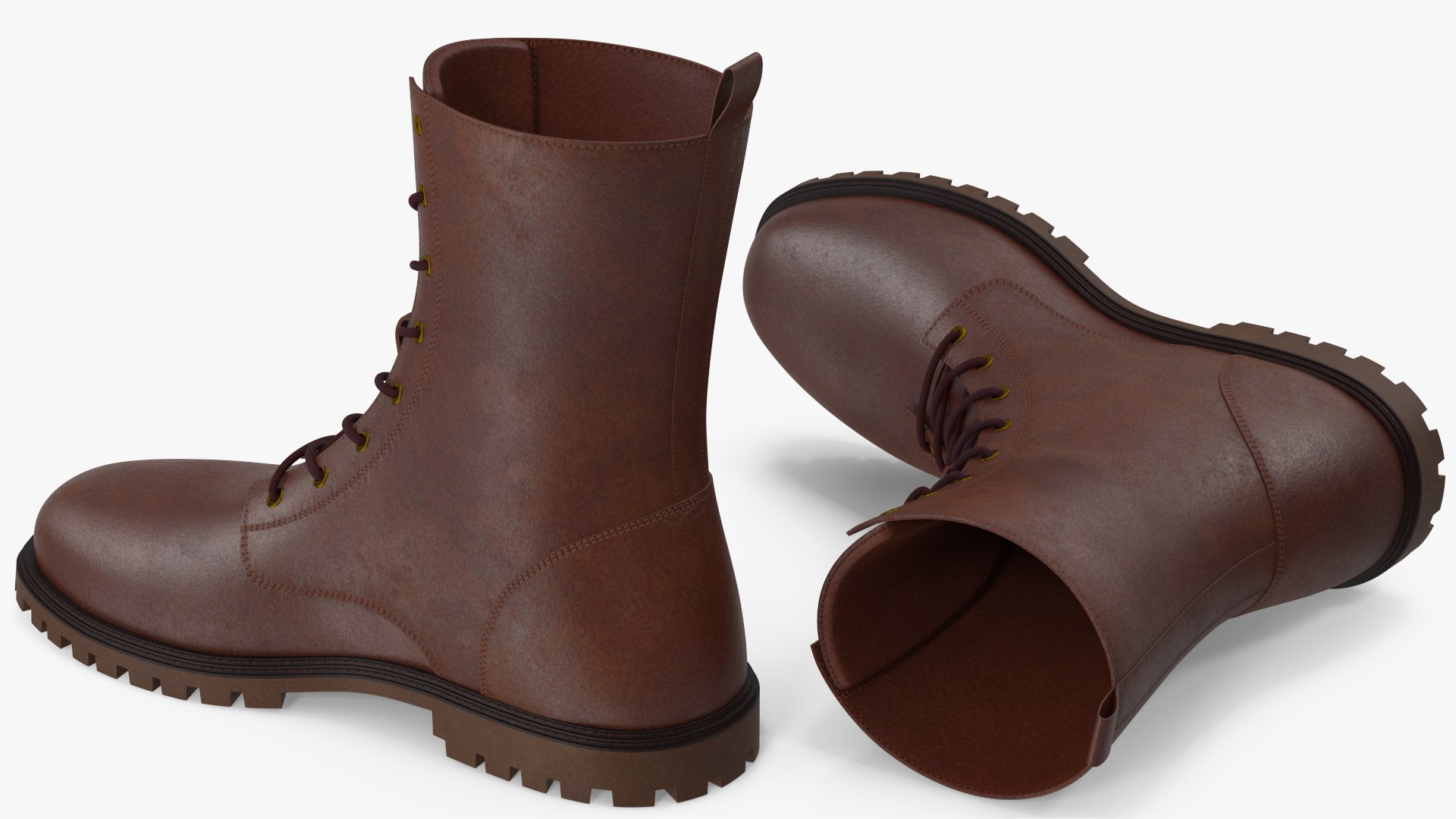 3D Boots Leather Brown Model - TurboSquid 2218484