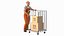 3D Worker with Trolley Platform High Railing Cardboard Boxes Rigged Fur for Cinema 4D
