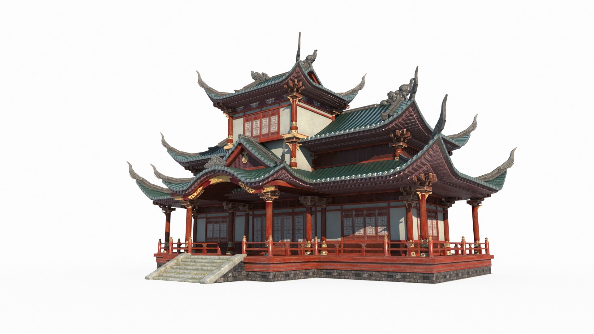 Luxury Wing Room Of Ancient Asian Architecture Model - TurboSquid 2037836