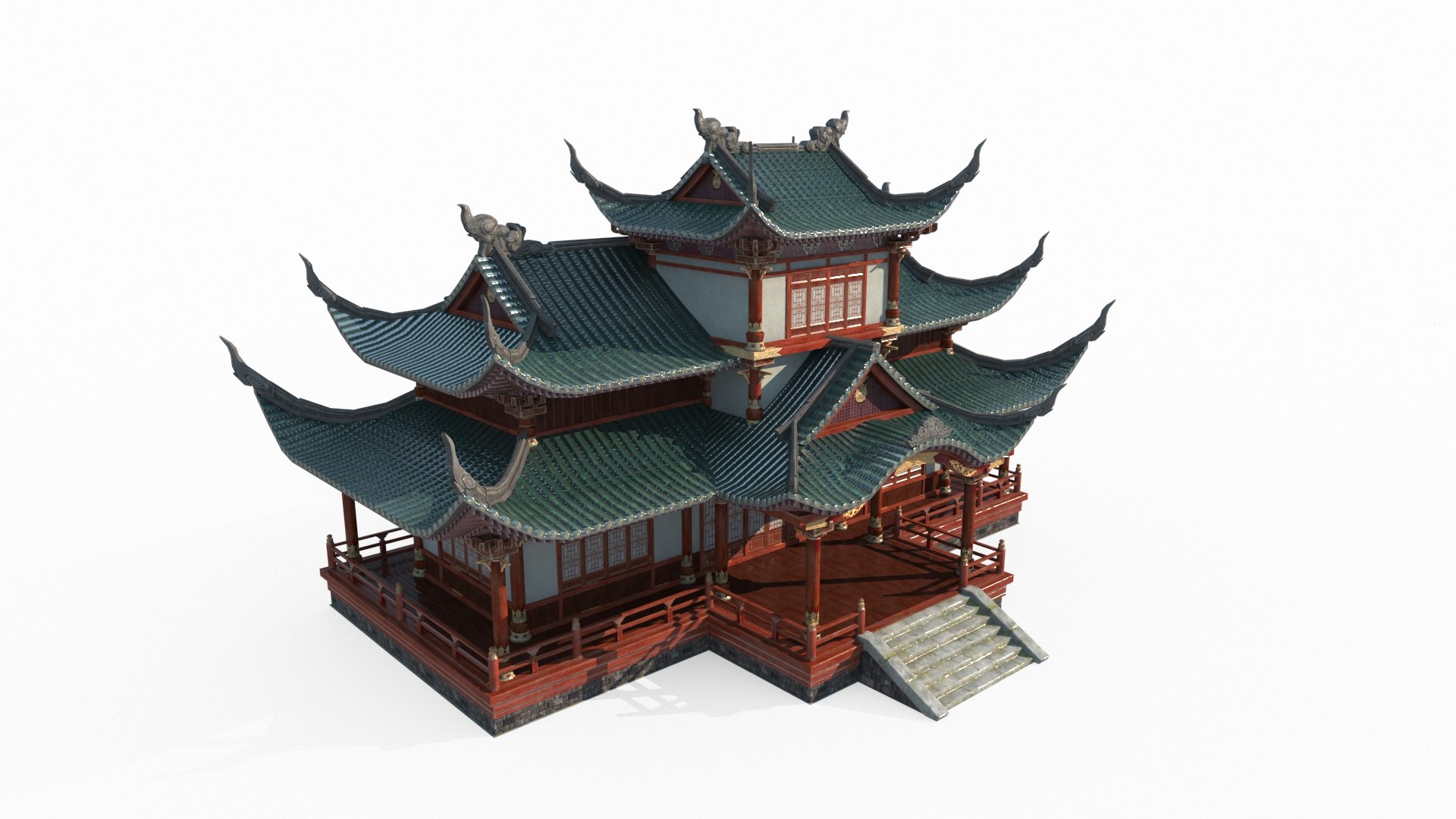 Luxury Wing Room Of Ancient Asian Architecture Model - TurboSquid 2037836