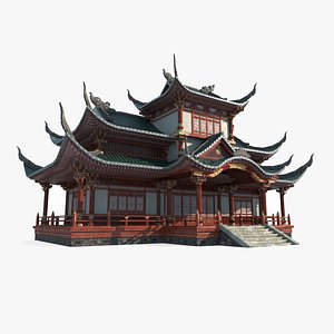 Luxury wing room of ancient Asian architecture model