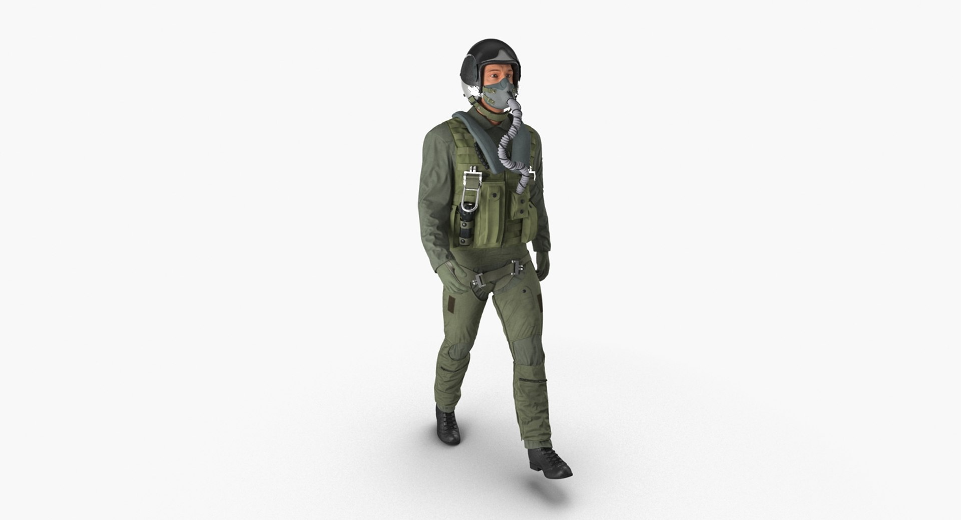 US Military Jet Fighter Pilot Pose 3 3D Model 3D model preview