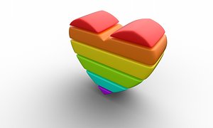 Rainbow Heart Minimal 80s Rows 3D model