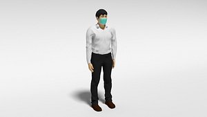 cartoon man medical mask 3D model