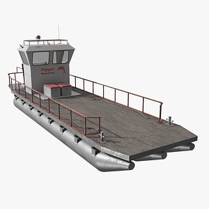 Flipper Pontoon Utility Boat with Yamaha Outboard Gray Rigged for Maya