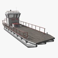 Flipper Pontoon Utility Boat with Yamaha Outboard Gray Rigged for Maya