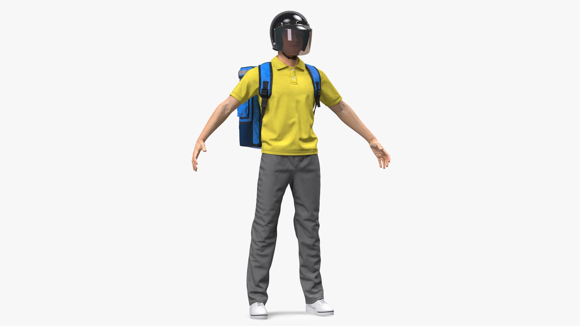 Delivery Man wear Helmet Rigged for Maya