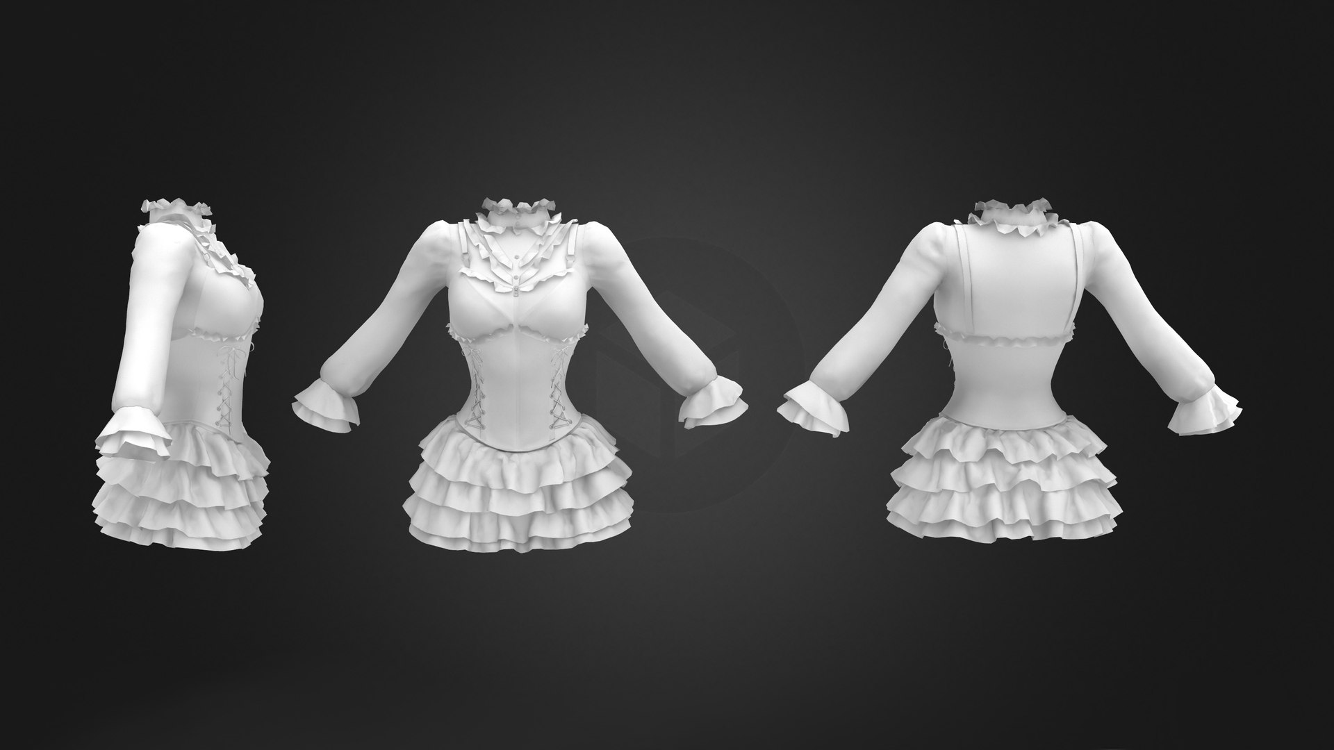 3D model High Seas Pirate Corset VR / AR / low-poly