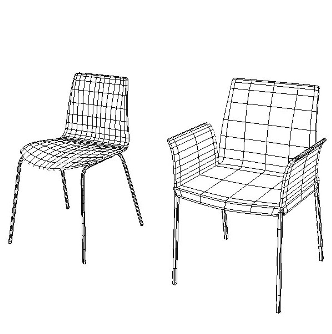 lot 4 chairs 3d obj