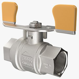 Silver Ball Valve with Union Butterfly Handle 3D model