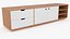TV Stand with Sliding Doors and Open Shelves White 3D model