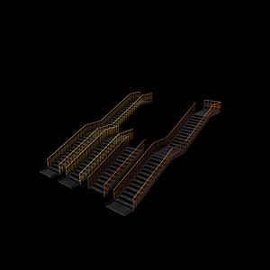 3D Modular industrial stairs 3D model model