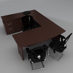 3d executive office set model