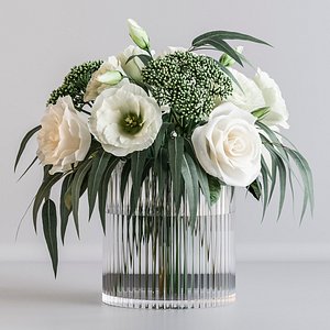 bouquet white flowers 3D model