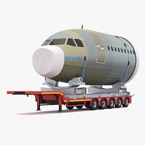 3D Lowboy Trailer with Airplane model
