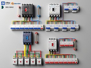 Electrical Distribution Panels  Circuit Breakers 3D model