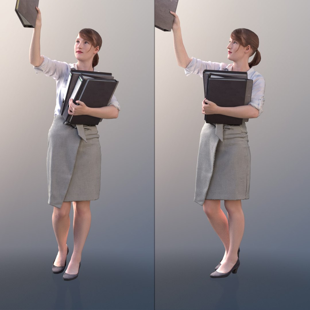 3D 10516 Svenja - Woman Ordering Folders Model - TurboSquid 1805038