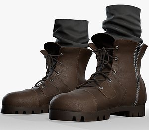 Brown Half Boots 3D