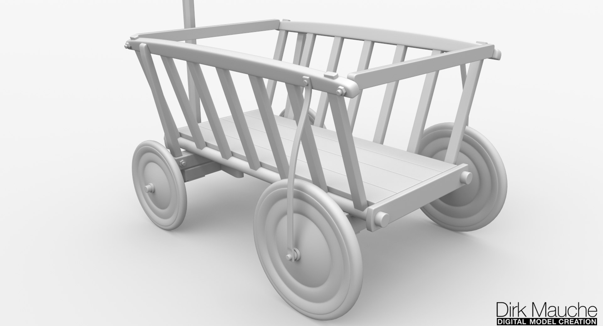 3d wooden cart model