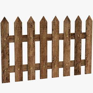 Pointed Wooden Fence 3D model