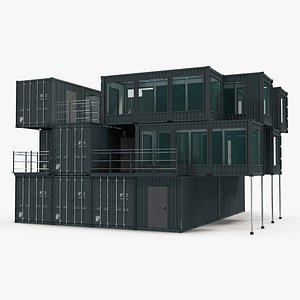 Container Office Building Black 3D model