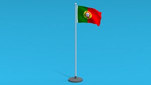 Low Poly Seamless Animated Portugal Flag 3D model