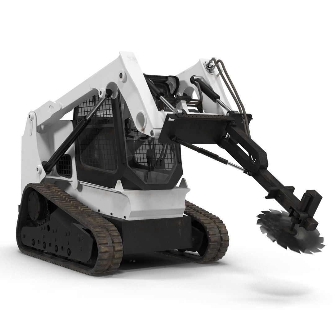 Compact Tracked Loader With Brush Saw Rigged 3D Model 3D model preview