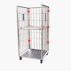 Metal Roll Cage Security Transport Cart with Wire Shelves