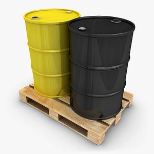 3d realistic oil barrel pallet model