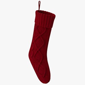 Knitted Christmas Stocking in Red
