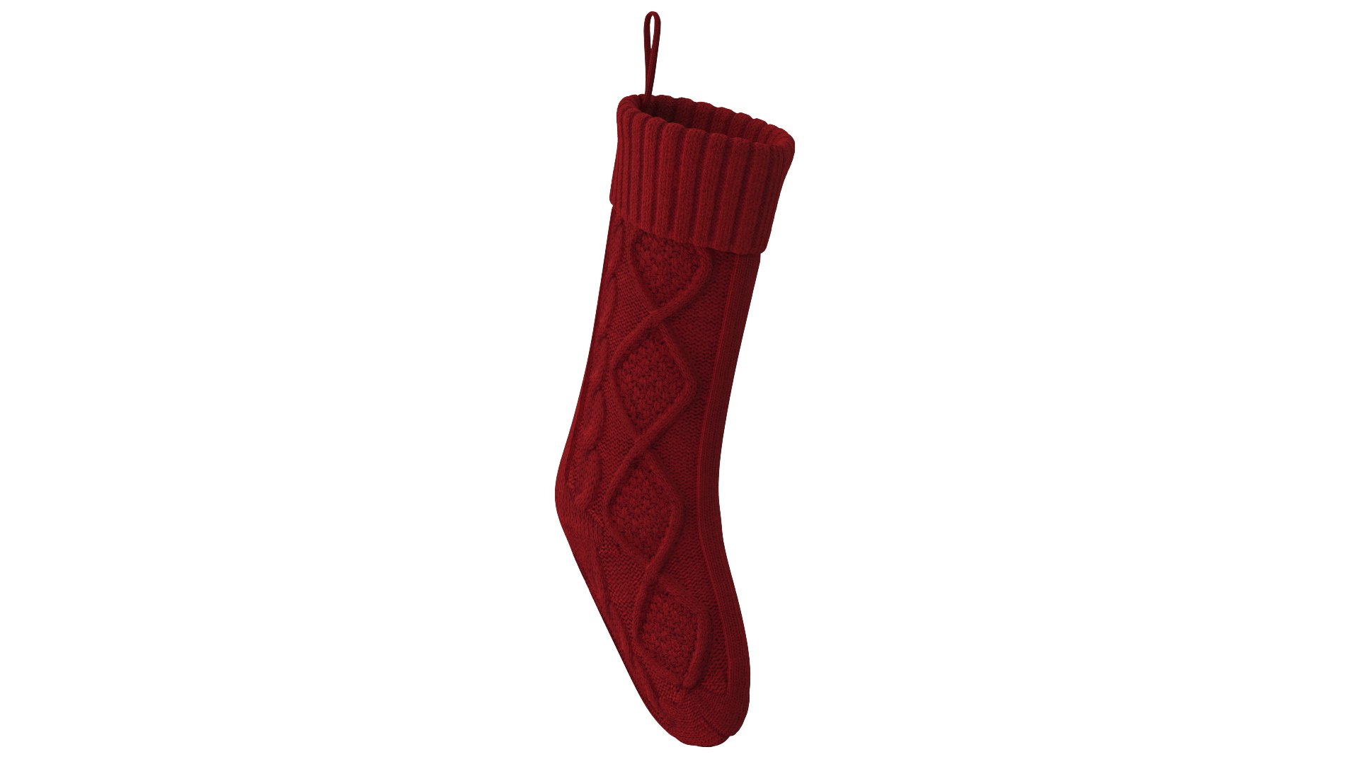 Knitted Christmas Stocking in Red 3D model preview