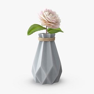 Diamond Shape Vase with Camelia Flower