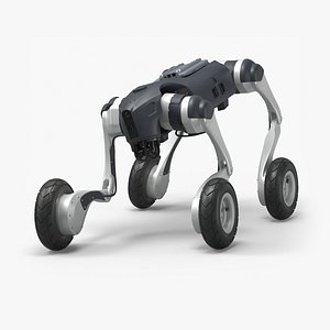 Mobile Security Robot with Wheels Rigged for Cinema 4D model