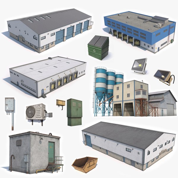 5 Industrial Buildings And Props Collection
