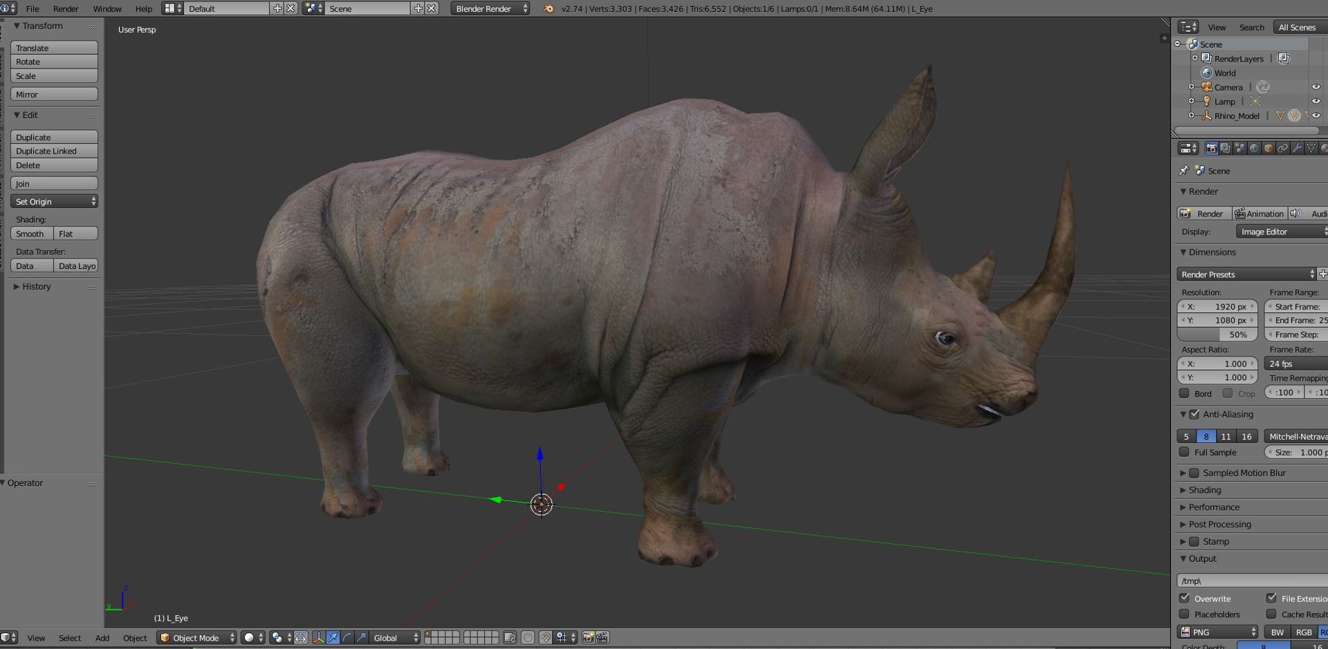 3D Model Realistic Rhino - TurboSquid 1262401