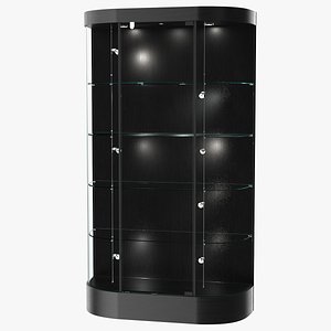 Curved Wall Display Case Black 3D model