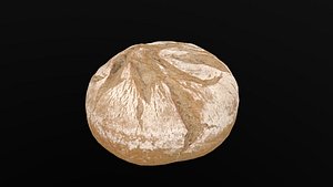 Round White Bread AR VR PBR Lowpoly with game ready