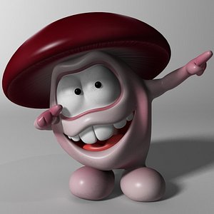 mushroom character rigged cute cartoon 3D model