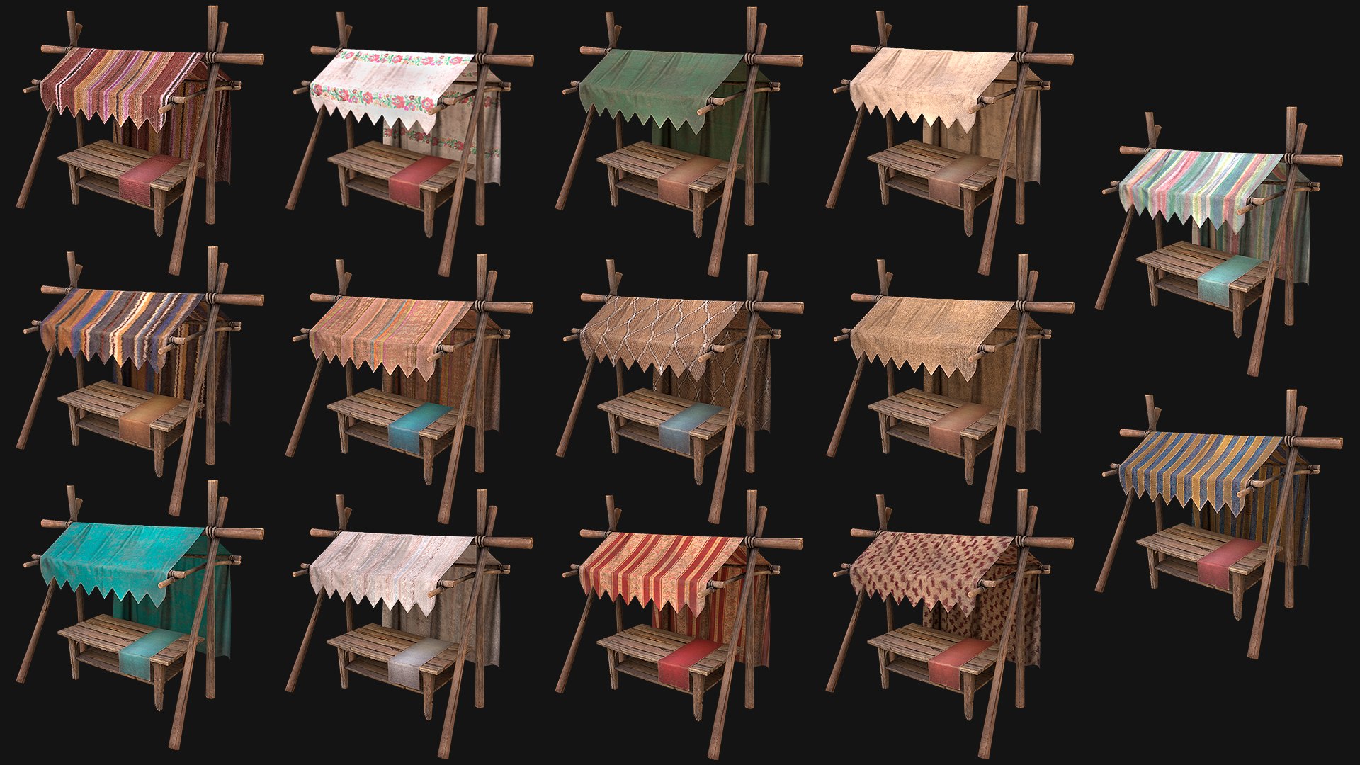 3D model Medieval Market Stalls Tent Pack https://p.turbosquid.com/ts-thumb/6p/kGNnhq/sp/allpackttent1v1/png/1660209937/1920x1080/fit_q87/fa7038749b31ad9bb7dbd210b0d4a9de935e4da9/allpackttent1v1.jpg