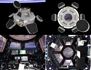ISS Cupola module interior/exterior (Low Poly)