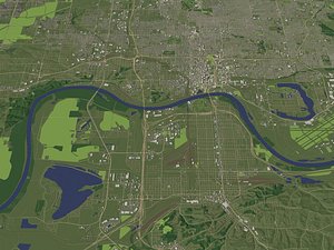 Omaha Nebraska USA in 20 km x 20 km - city and urban model