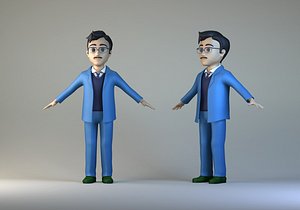 Cartoon boss bearded man suit man animated character