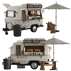 Realistic Coffee Trailer Dark Roast Mobile Cafe 3D model