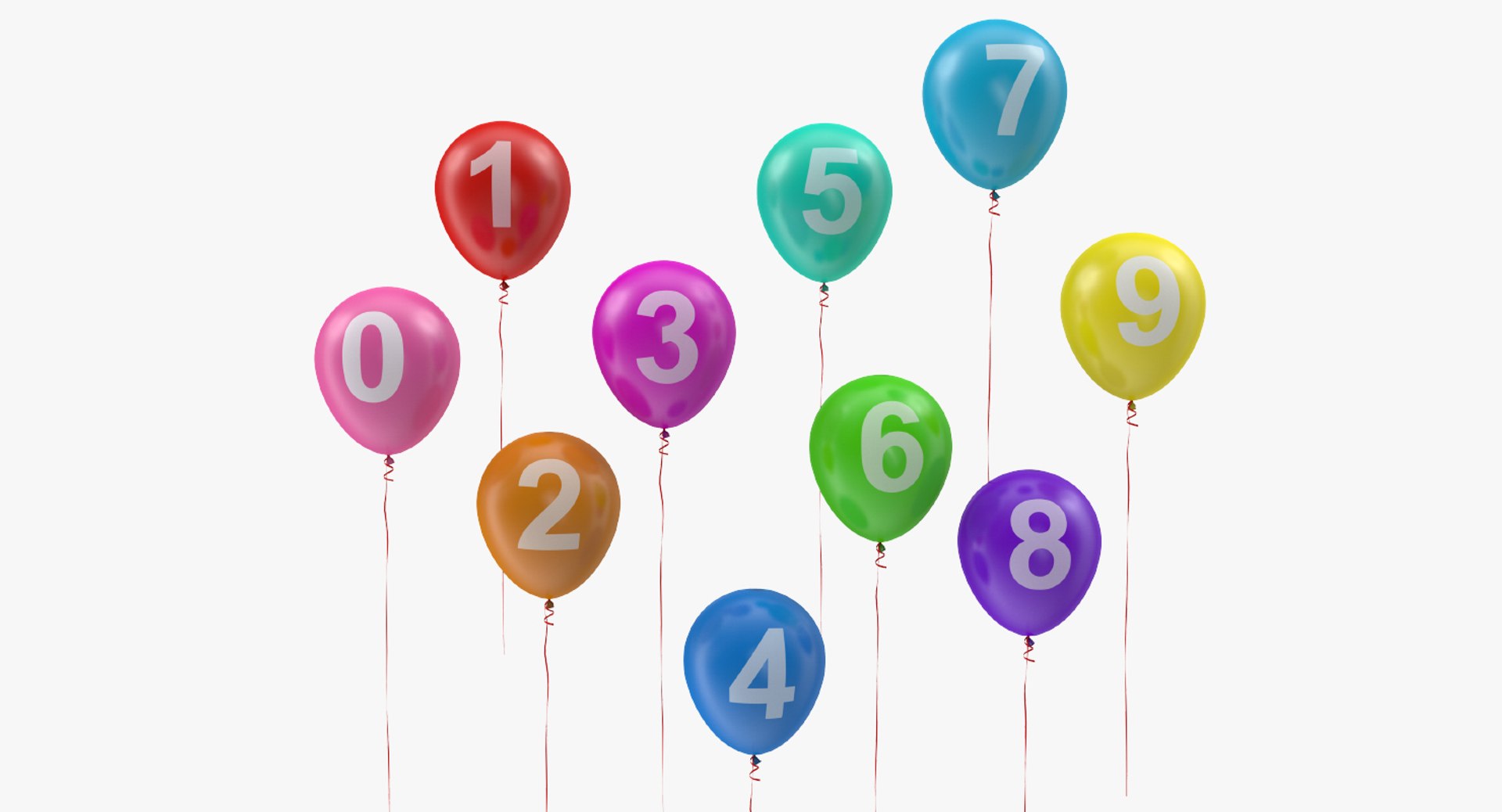 3D Air Balloons Set Numbers Model - TurboSquid 1251866