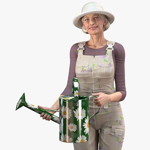 elderly woman farmer rigged model