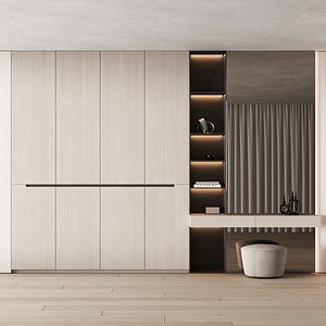 560 hallway zone 16 built in wardrobe with pouf CORONA 2021 3D model