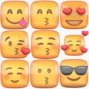 3D Emoji Lovers Faces model
