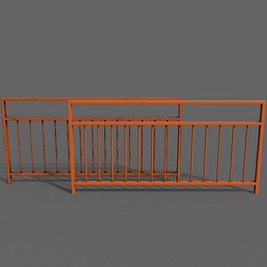 PBR Pedestrian Guard Rail Orange V3 3D model