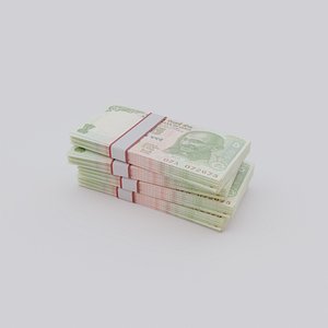 5 Indian Rupee INR Currency 3D model