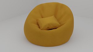 3D Yellow Bean Bag